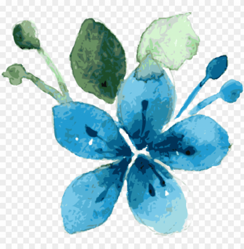 blue flower watercolor by zerrineart - blue floral watercolor PNG photo without watermark