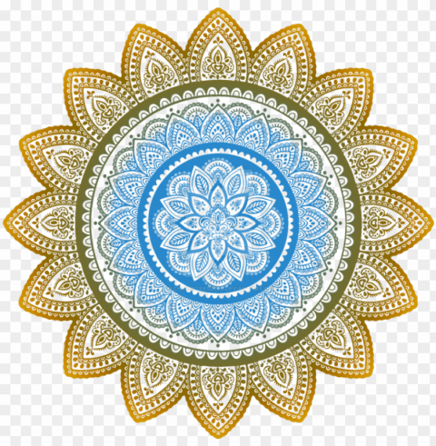 blue gold mandala by alchemistress - blue and gold mandalas Isolated Icon with Clear Background PNG
