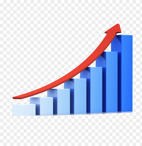 blue growth graph PNG with Isolated Object