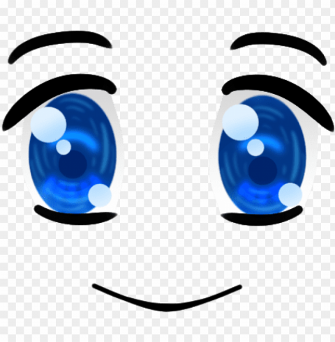 blue happy anime face - anime happy face clip art Transparent Background PNG Isolated Item