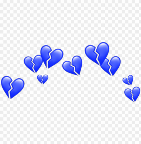 blue hearts heart crowns crown heartscrown heartcrown - broken heart Clear Background Isolated PNG Object
