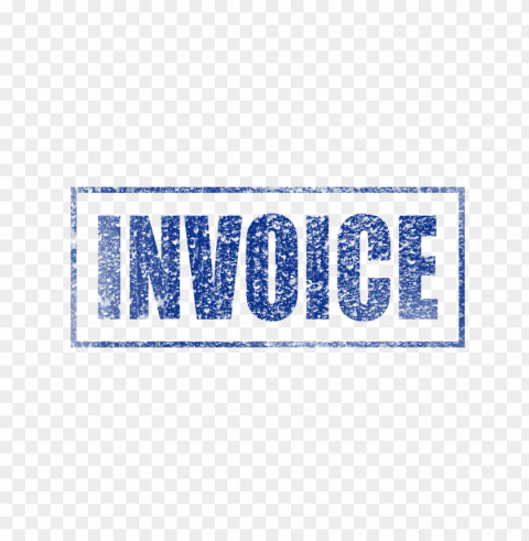 blue invoice business word stamp with border Isolated Illustration with Clear Background PNG