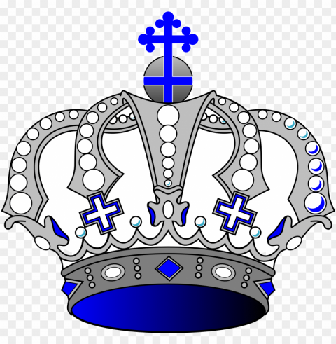 blue king crown - blue and silver crow Transparent PNG Isolated Graphic Element