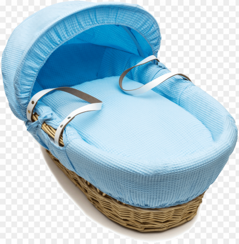 blue nat wicker moses basket lr - baby basket PNG with clear background set