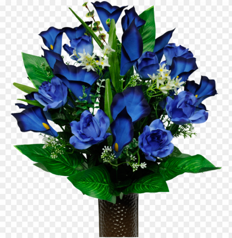 blue rose & calla lily - ruby's silk flowers blue rose and calla lily mix artificial Transparent PNG Object with Isolation