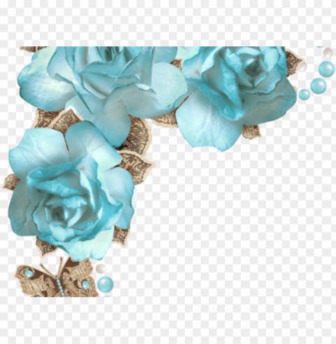 blue rose clipart border - blue flowers corner PNG Isolated Object on Clear Background