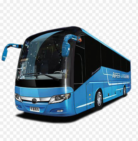 blue travel bus Isolated Item with Transparent PNG Background