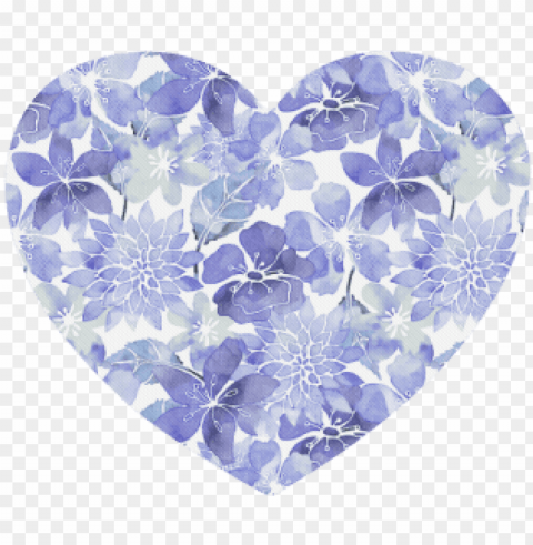blue watercolor flower pattern heart PNG transparent graphics bundle