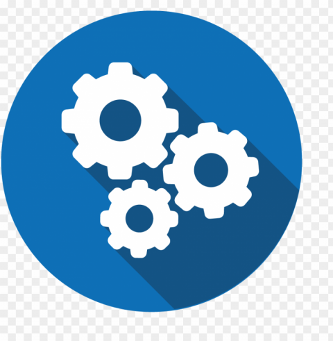 blue & white gears settings round icon Transparent PNG Isolated Illustration