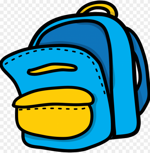 blue & yellow backpack clipart - blue backpack clip art PNG Image with Transparent Isolated Design