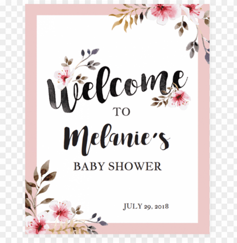 blush flowers welcome sign for shower party by littlesizzle - baby shower wishes for baby girl Isolated Character in Transparent PNG Format