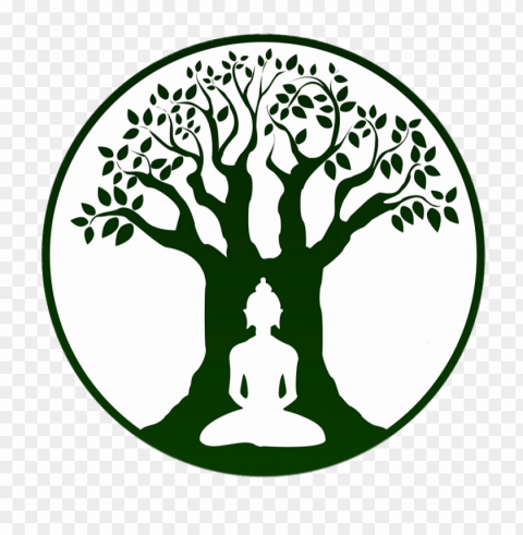 bodhi day buddha green silhouette PNG Image with Isolated Subject