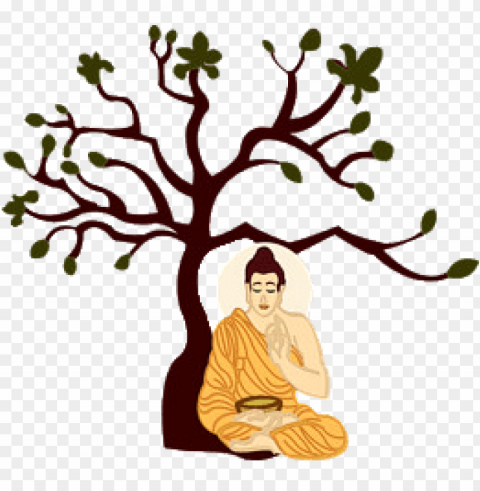 bodhi day buddha meditating under tree PNG Image with Transparent Background Isolation