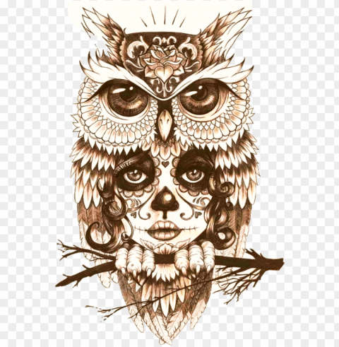 body owl art tattoo mystic drawing clipart - owl tattoo black and white Isolated Graphic on HighQuality PNG