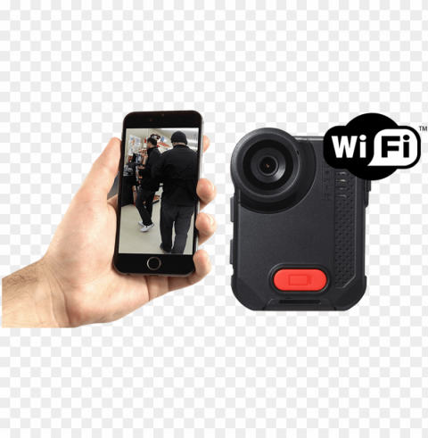 body worn camera with wifi and bluetooth - hand holding iphone Transparent PNG Artwork with Isolated Subject