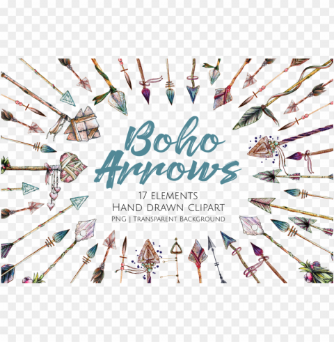 boho arrows hand drawn clipart set by jessicaoxleyai - boho arrow clipart Isolated Object with Transparent Background in PNG
