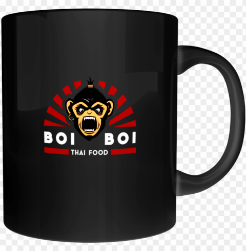 boi boi full logo mug black Clear background PNG images comprehensive package