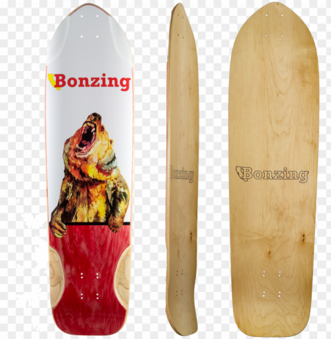 bonzing grizzly longboard skateboard deck PNG Image with Transparent Isolated Graphic Element