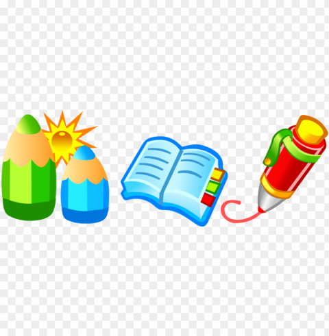 books and pencil vector PNG transparent elements package
