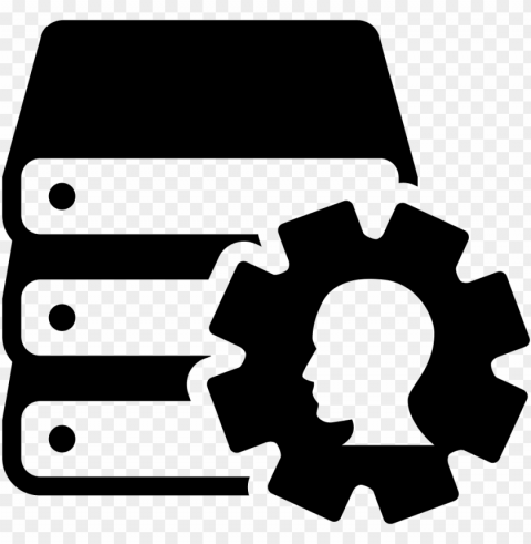books stack with cogwheel and male side view image - disaster recovery icon Transparent PNG Isolated Subject