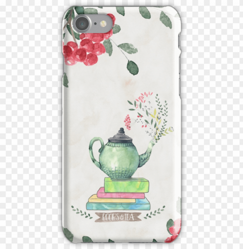 books & tea watercolor iphone 7 snap case PNG pictures with no backdrop needed