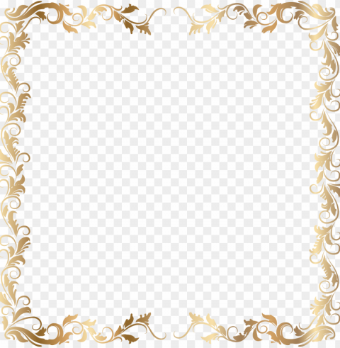 border deco frame gold transparent gallery PNG Image Isolated with Transparency