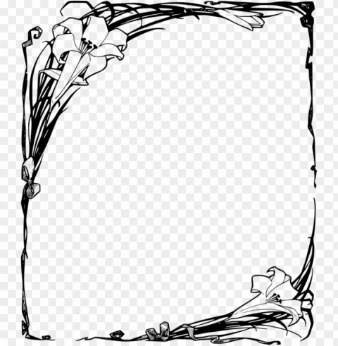 borders and frames easter lily tiger lily flower free - flower black and white frames transparent High-quality PNG images with transparency
