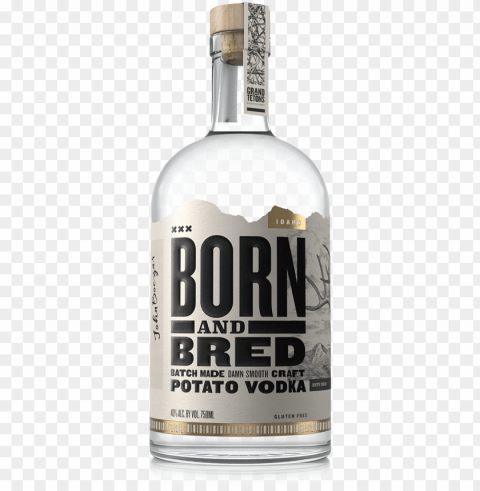 born and bred craft potato vodka 750ml PNG files with transparent backdrop