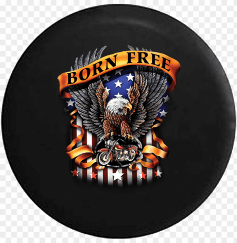 born free american bald eagle flag motorcycle jeep - american biker t shirts Isolated Artwork on Transparent Background PNG