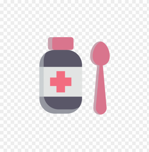 bottle liquid syrup medicine icon flat healthcare Isolated Object on HighQuality Transparent PNG