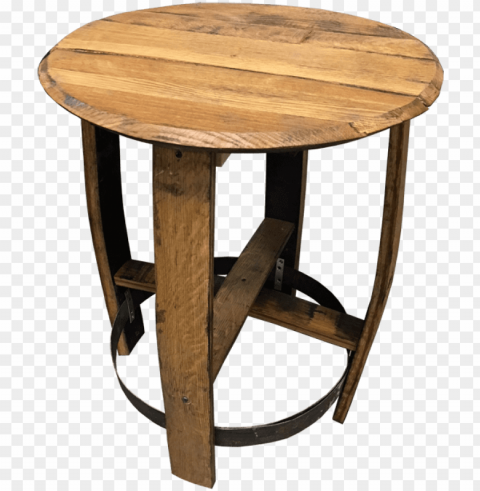 bourbon barrel side table - end table PNG format