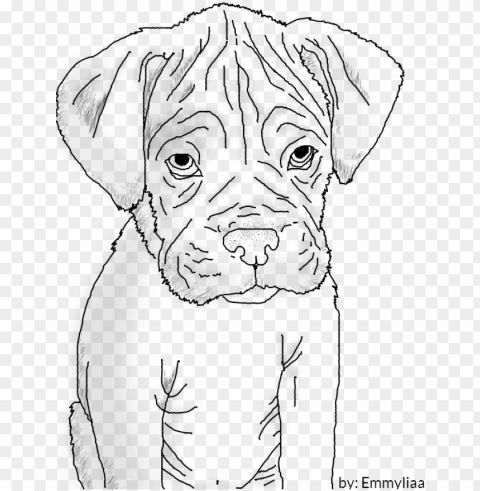 boxer puppy lineart by emmyliaa on deviantart - boxer dog drawing easy Isolated Item on Transparent PNG