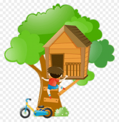 boy climbing up a treehouse Transparent PNG Object with Isolation