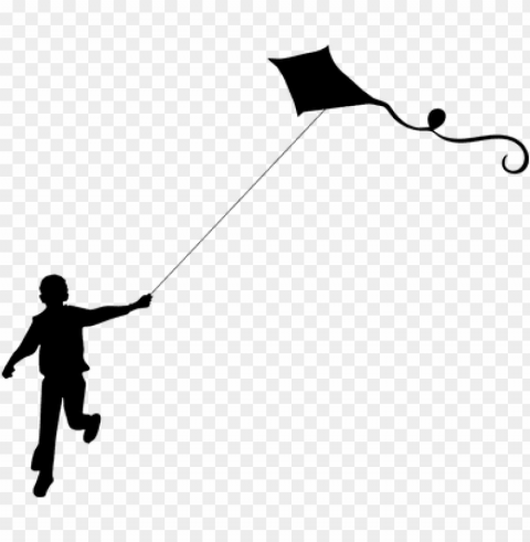 boy flying kite male playing silhouette bo - flying kite Isolated Subject on HighResolution Transparent PNG