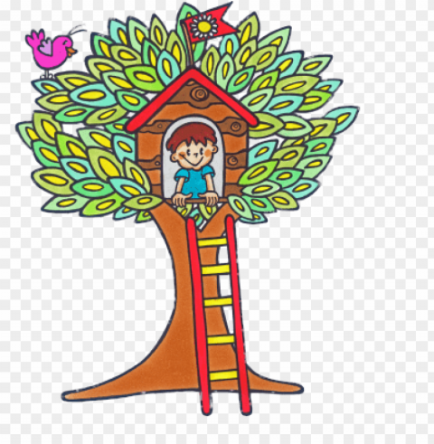boy in colourful treehouse Transparent PNG photos for projects