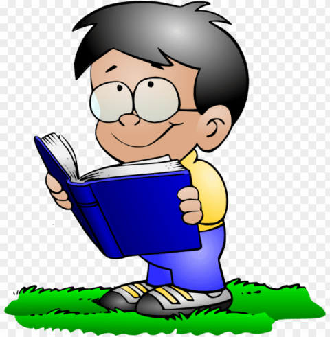 boys school cliparts - reading a book Transparent Background Isolation in HighQuality PNG