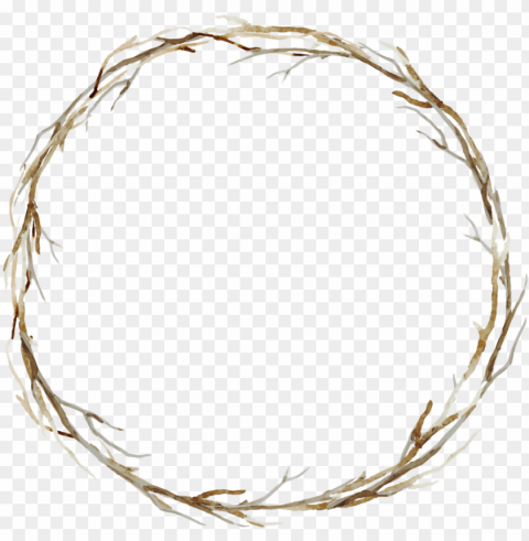 branches twigs sticks frame border wreath background - watercolor art border line Transparent PNG Isolated Graphic Detail
