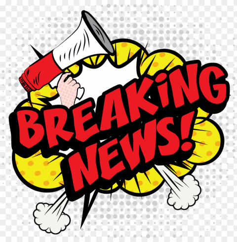 breaking news expression comic cartoon effect Isolated Object on Transparent Background in PNG