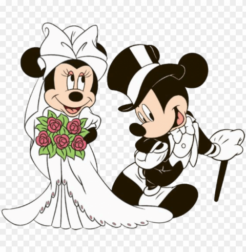 bride clipart minnie - mickey and minnie mouse weddi Isolated PNG Element with Clear Transparency