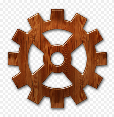 brown wooden gear icon Transparent PNG Isolated Item