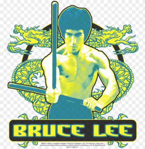bruce lee-double dragons t-shirt size m Clear Background PNG with Isolation