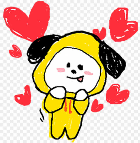 bt21 i love him line stickers - bt21 sticker line PNG without watermark free