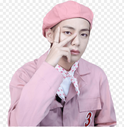 bts v taehyung taetae kimtaehyung kim tata pink cute - kim taehyu PNG without background