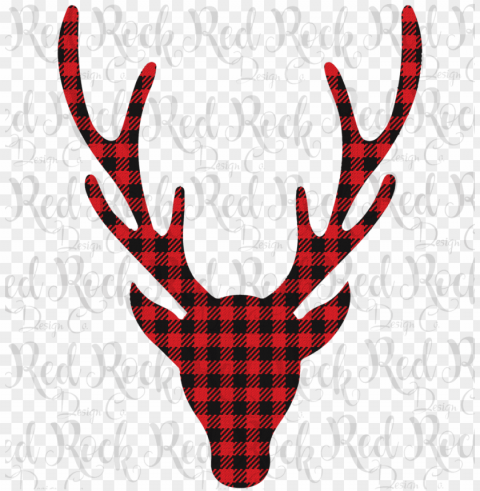 bufflalo plaid deer head - deer head profile clipart black and white PNG with clear transparency
