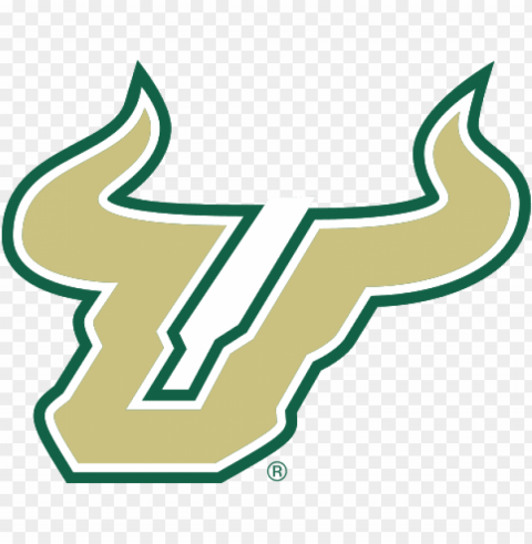 bull horns gold green outline - south florida university logo PNG with Transparency and Isolation