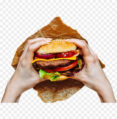 burger - hands holding a burger Isolated Subject in HighQuality Transparent PNG