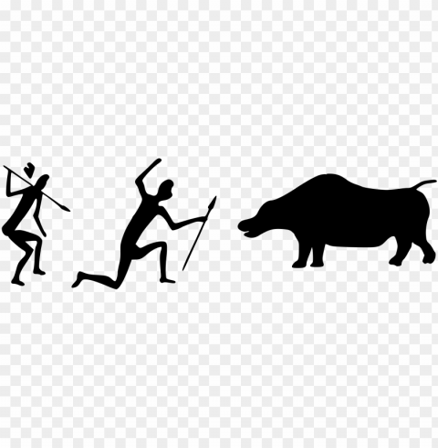 Bushman Painting Big Image - Cave Drawings Clip Art Clean Background Isolated PNG Illustration