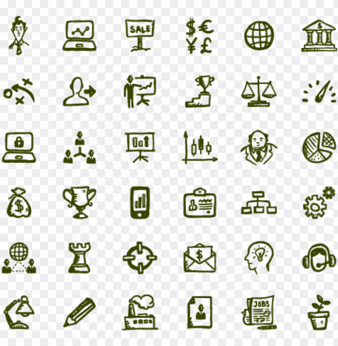busy icons free - hand drawn business icons PNG Isolated Object on Clear Background