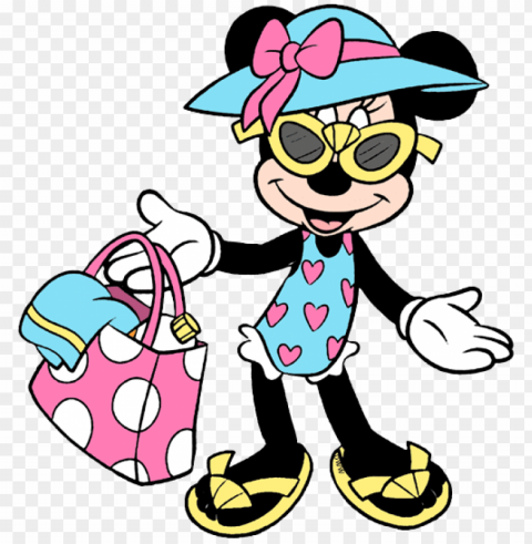 butterflies minnie ready for the beach - minnie mouse summer clipart PNG transparent graphic
