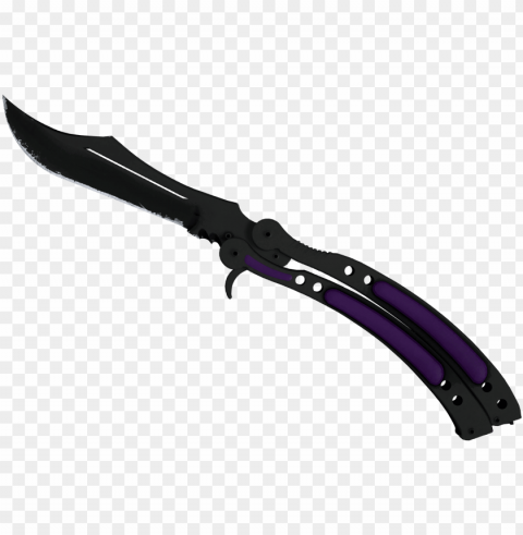butterfly knife ultraviolet large rendering - butterfly knife case hardened ft 03 Isolated PNG Image with Transparent Background